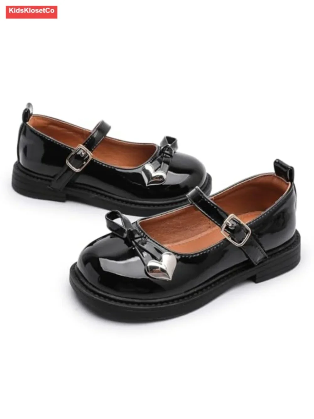 Girls Mary Jane Flats Dress Shoes Patent Leather Hook & Loop Closure